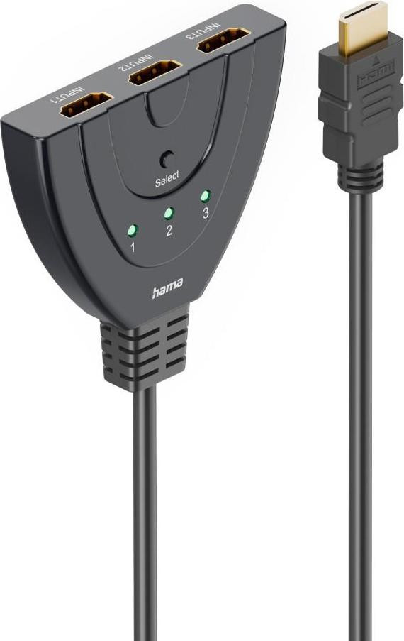 Hama HDMI-splitter 1 naar 3, HDMI Type A, 0,55 m, Zwart