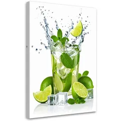 LEINWANDBILD Limetten-Mojito-Cocktail mit Früchten 60x90cm