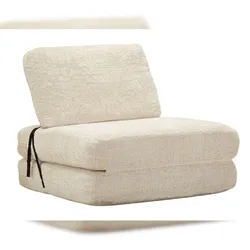 Mauro Ferretti Schnelleres weißes Schlafsofa – 2-in-1-Design mit Bouclé-Bezug, 80 x 100 x 80 cm – Platzsparende Lösung