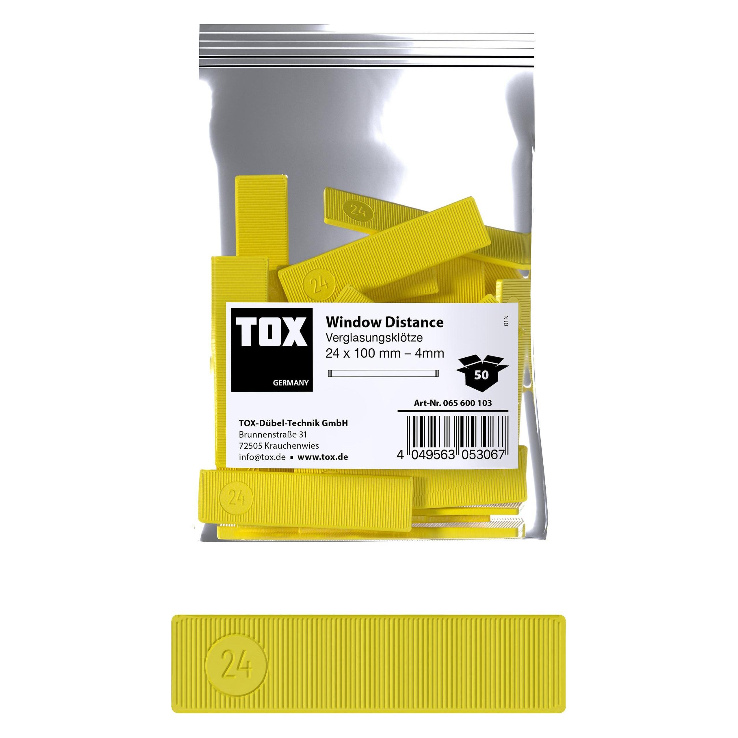 Tox Verglasungsklötze 24x100 mm Window Distance 4 mm (50 Stk.) (50 Stk.) (065600103)