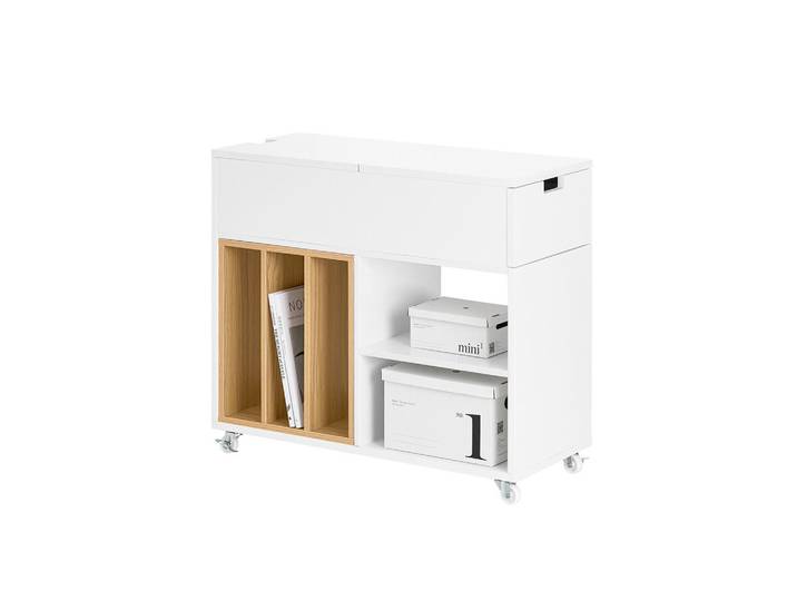 SoBuy Druckertisch Weiß, Weiß, Naturfarben, Holzwerkstoff, 30x61x70 cm, Büromöbel, Container