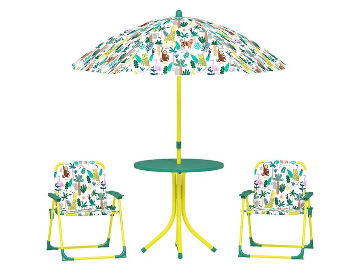 Aiyaplay Kinder-Gartenmöbel Stahl Kunststoff Grün, Metall, 4-teilig, rund, Freizeit & Co, Gartenspielzeug, Spielhäuser