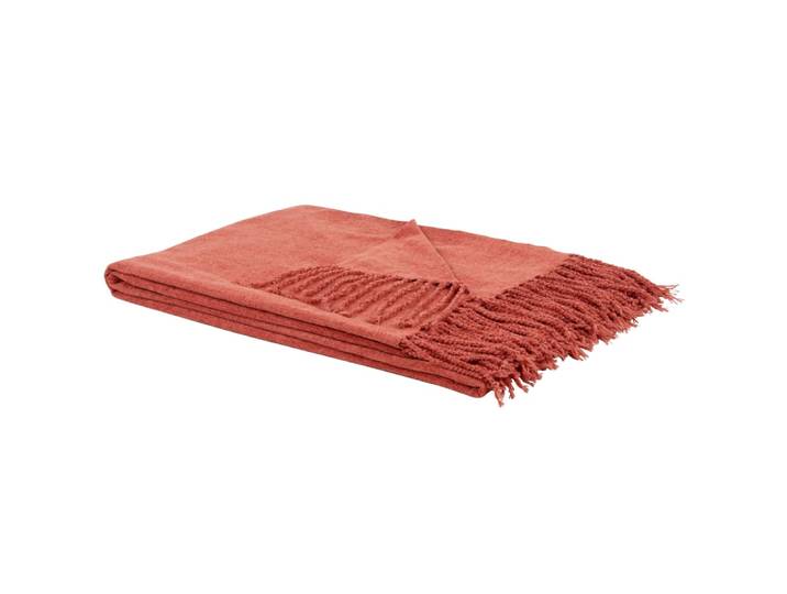 Decke aus recyceltem Chenille-Polyester mit Fransen, terrakotta, 170x130cm