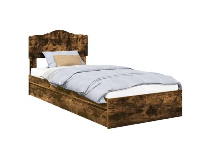 PUGYNBK Bett mit Schubladen Eiche rauchfarben, 70 x 190 cm Premium-Holz, modernes Design, Schubladen, ideal für kleine Wohnung