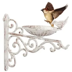 Relaxdays Vogeltränke Gusseisen Wand Weiß
