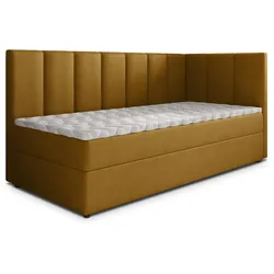 BOXBETT BEVE 80x200 cm mit Matratze und Topper, H2+H3 - Gelb