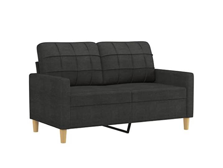 KTHLBRH Sofa-Set, 3-teilig, schwarz mit Kissen Stoff 100 % Polyester, Gestell aus Metall, Fußstütze inklusive, 4 dekorative Kissen