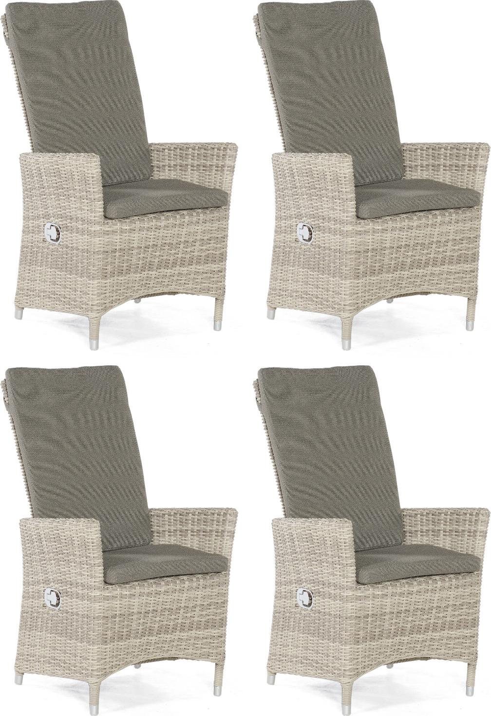 Sonnenpartner 4er-Set Garten-Sessel Solares Aluminium mit Polyrattan white-coral Gartenstuhl Hochlehner