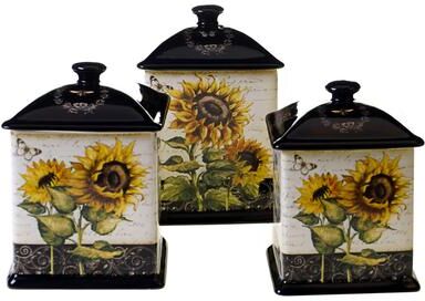Certified International French Sunflowers 3-piece Canister Set