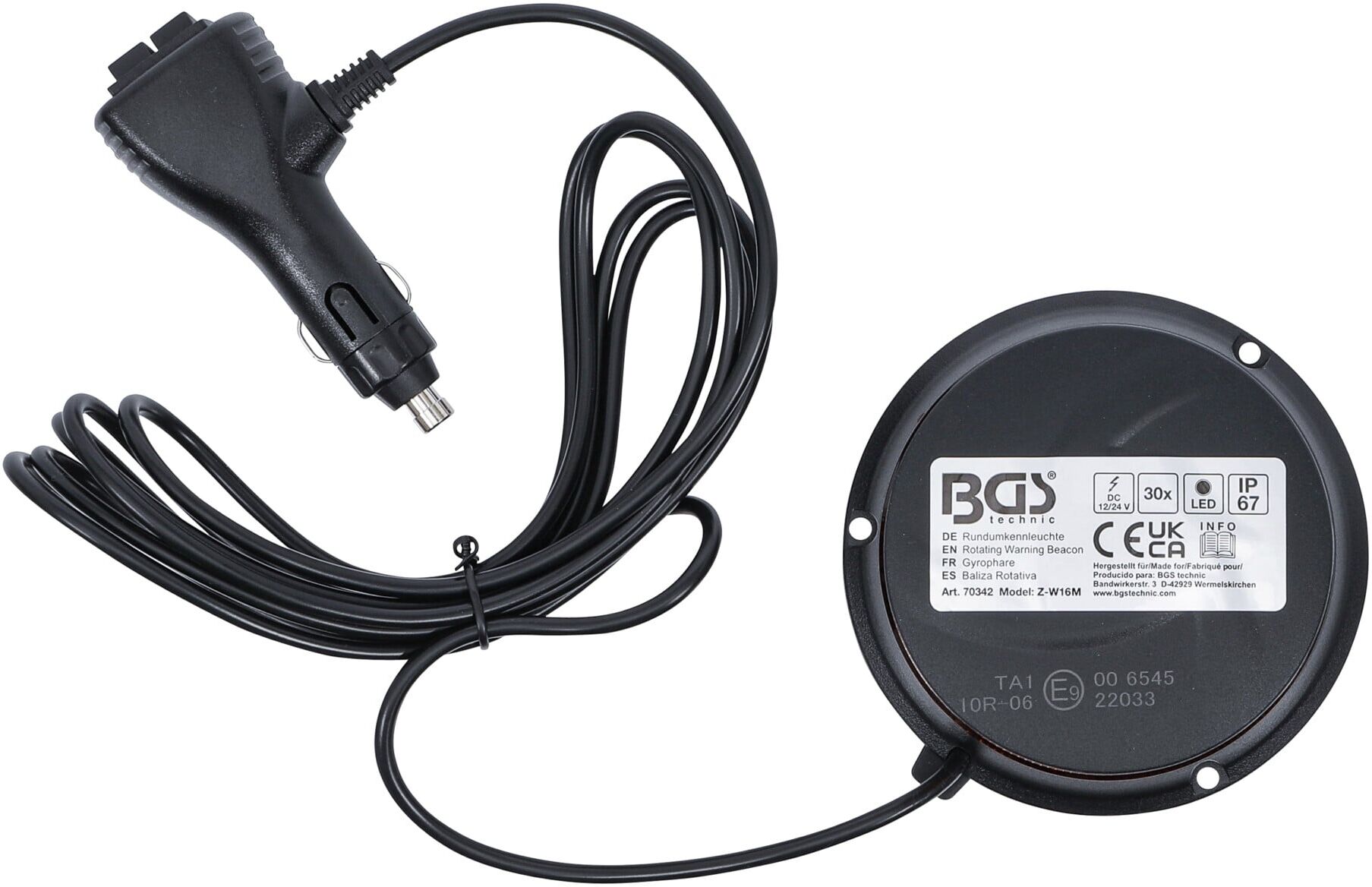BGS Rundumkennleuchte, gelb, mit Magnet, 12 V / 24 V, Ø 130 mm ; BGS technic (70342)