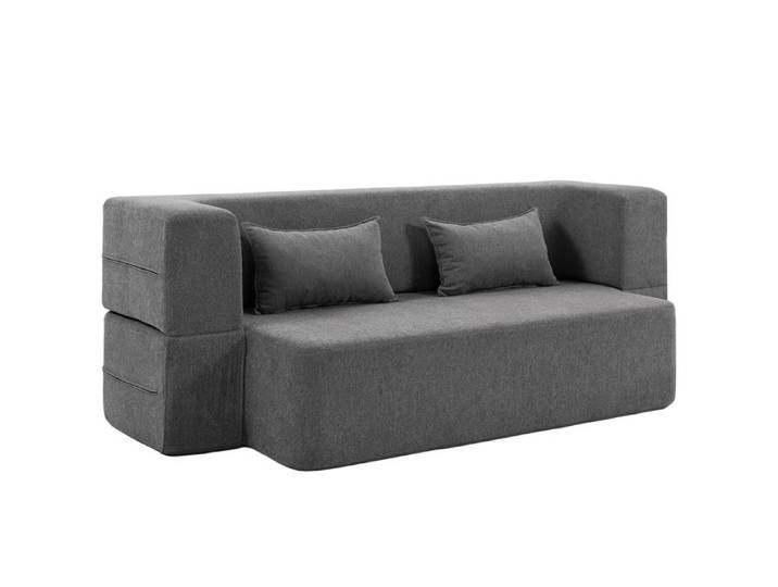LIA Canapé convertible 2 places canapé-lit en chenille assise et accoudoirs larges 2 coussins entièrement compressé gris