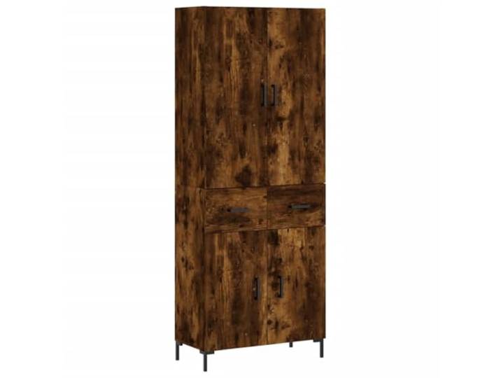 Highboard Räuchereiche 69,5x34x180 cm Holzwerkstoff Schrank Mit Wandhalterung zu sichern, Schrauben und Dübel nicht enthalten, für Wohnzimmer und Flur