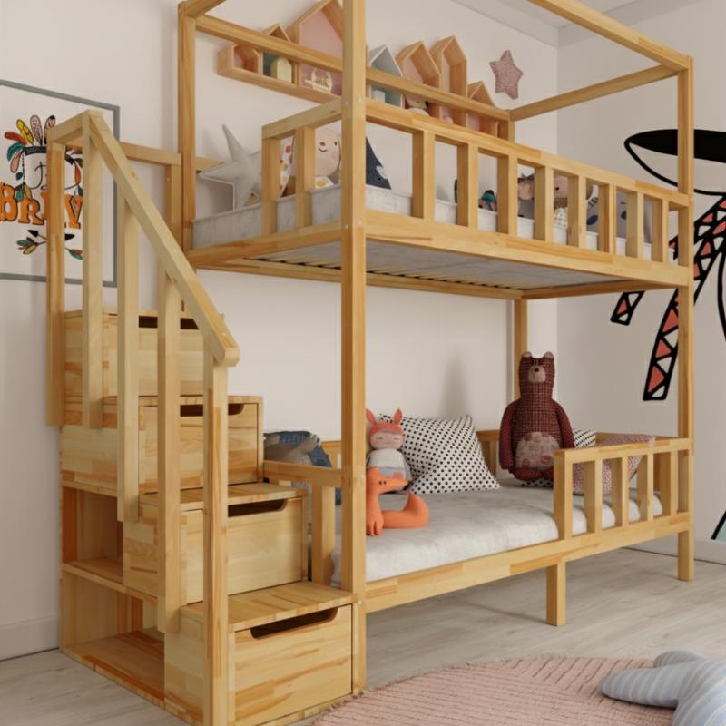 Etagenbett mit Treppe und deckenhoher Konstruktion FILIP - 160x80 cm