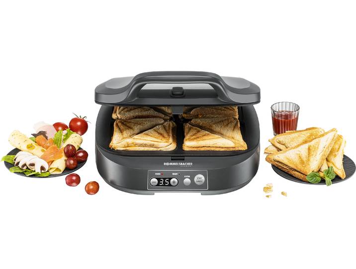 ROMMELSBACHER Sandwichmaker ST 1800 für American Toasts im XL Format , grau (schiefergrau), B:36,5cm H:13cm T:31,5cm, Sandwichmaker, Sandwichmaker