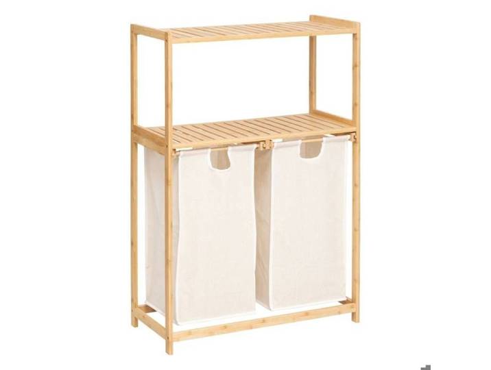 Étagère  Tidy Box  avec 2 sacs à linge en bambou marron 72x33cm