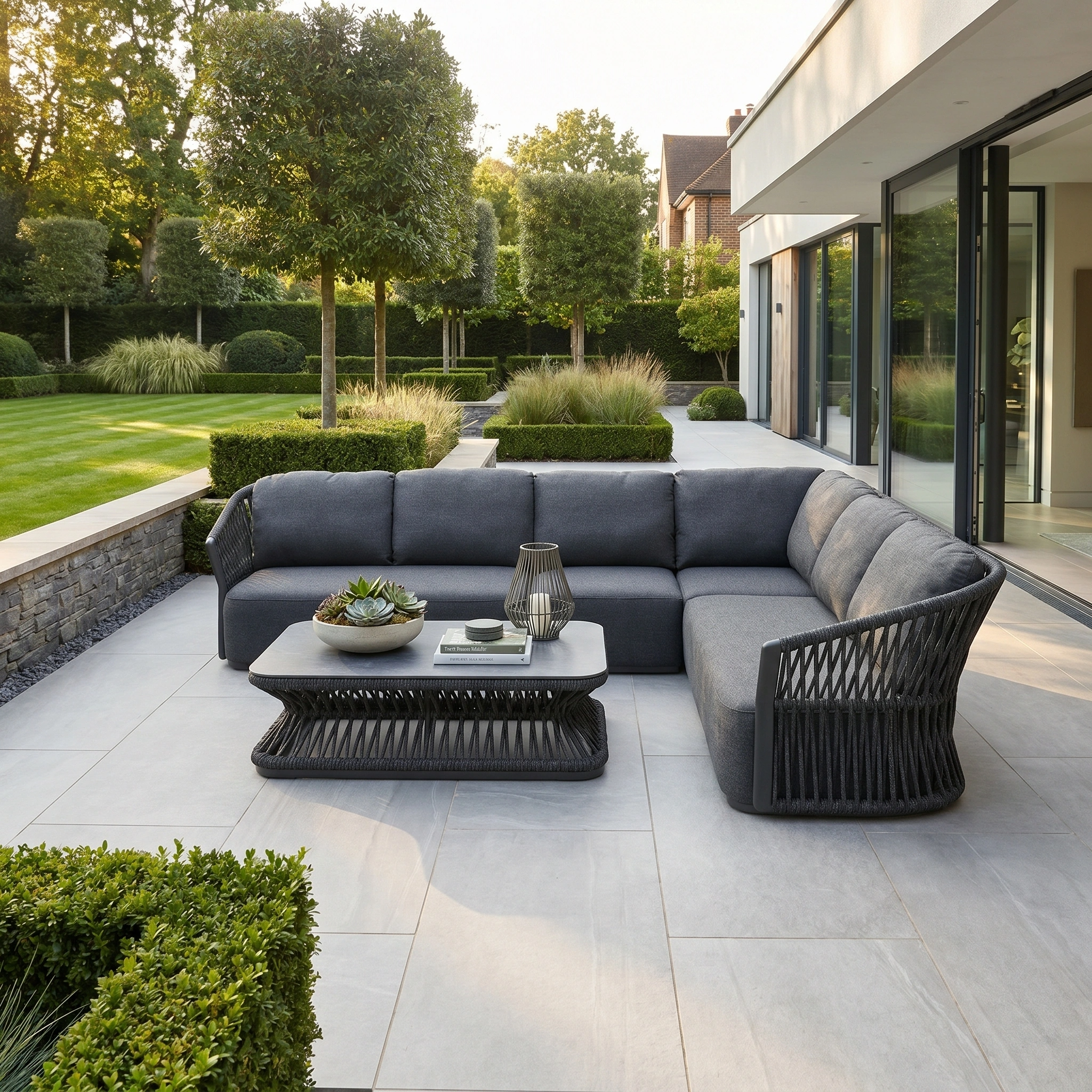 Harbour Lifestyle Pello Corner Group set with Rectangular Coffee Table in Grey