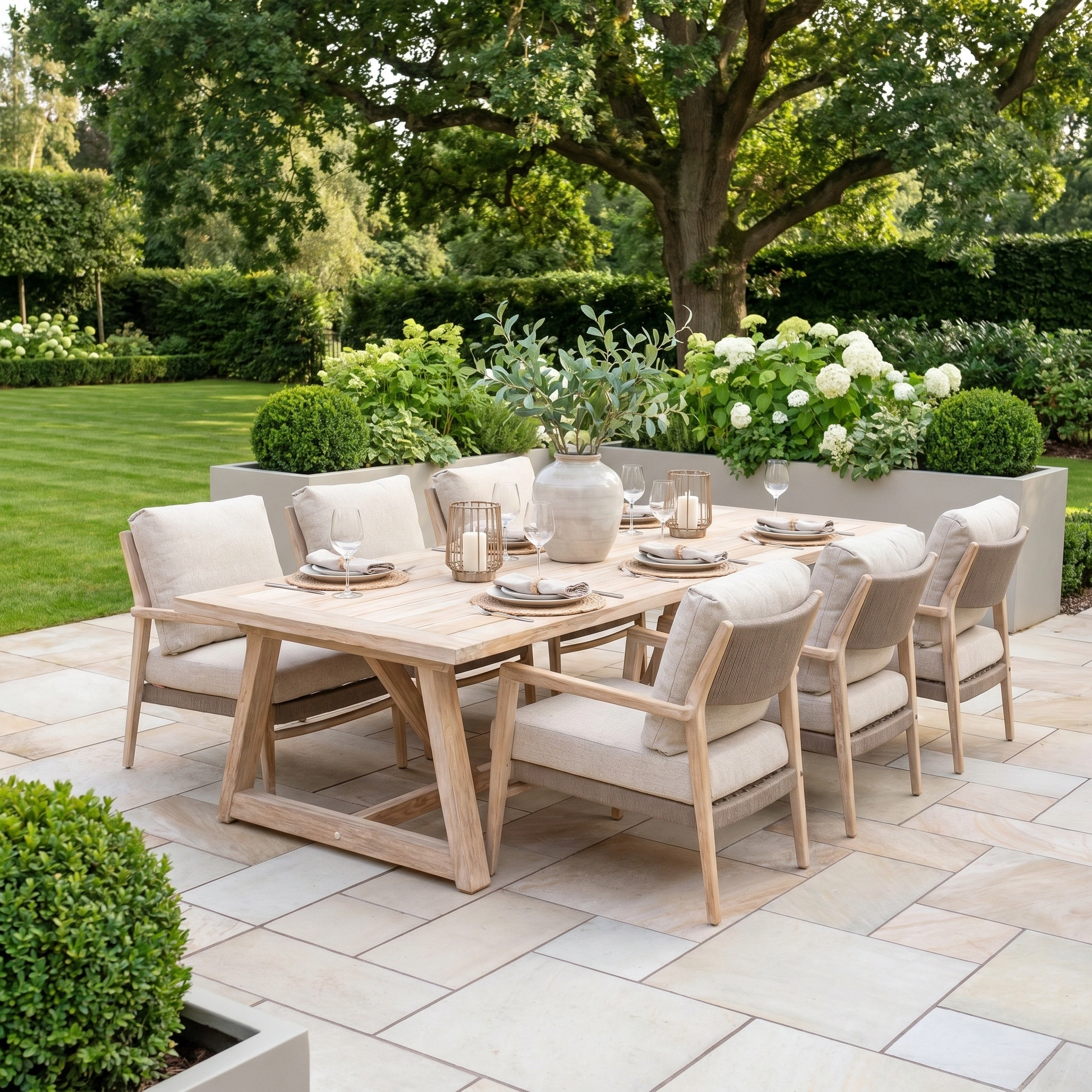 4 Seasons Outdoor Noah 6 Seat Low Rectangular Dining Set in Volga Grey