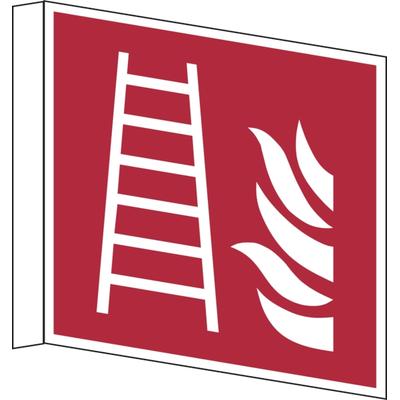 Brandschutzzeichen, Fahnen-/Nasenschild Feuerleiter F003 - ASR A1.3 (DIN EN ISO 7010) - 200x200x1 mm Kunststoff nachleuchtend