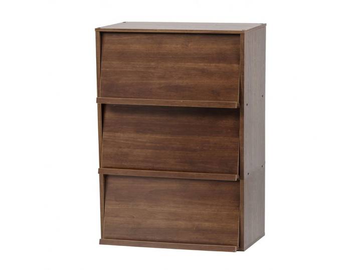 Iris Ohyama Meuble Bibliothèque étagère de rangement avec 3 portes CHR-3 Marron L40.7 x P59 x H83.6 cm