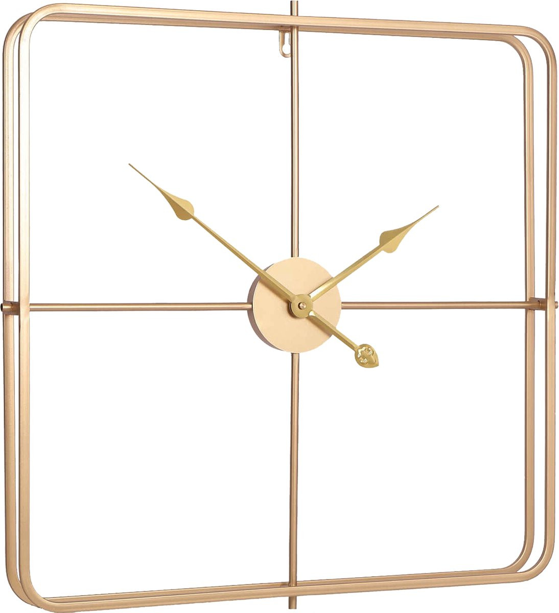 LW Collection Moderne Gouden Wandklok - Grote Industriële Vierkante Wandklok - 60 cm