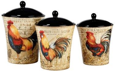 Certified International Gilded Rooster 3-piece Canister Set