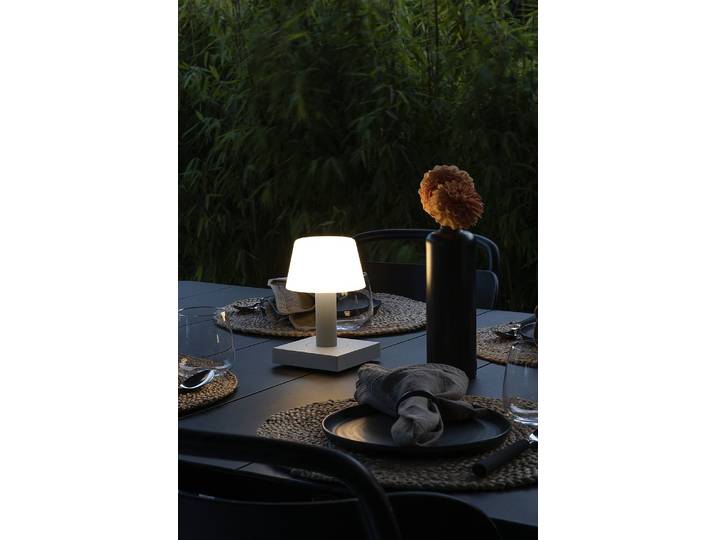 Tischleuchte Monaco 13 x 19 x 13cm Weiß/Weiß Aluminium, lackiert Opalglas LED LED-Platine