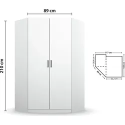 Rauch Möbel rauch Allrounder Eckschrank 2-türig, Farbe Weiß Breite 117 cm