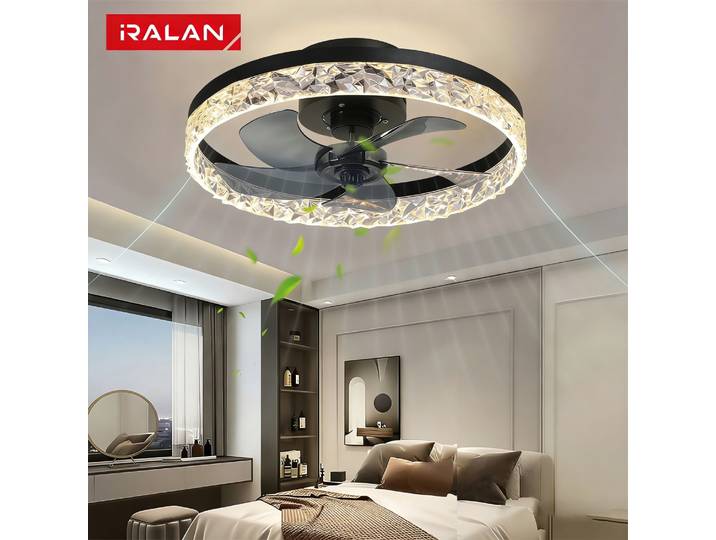 Ventilateurs de plafond avec éclairage et télécommande, ventilateur de plafond à profil bas, ventilateur de plafond à LED dimmable pour chambre à coucher