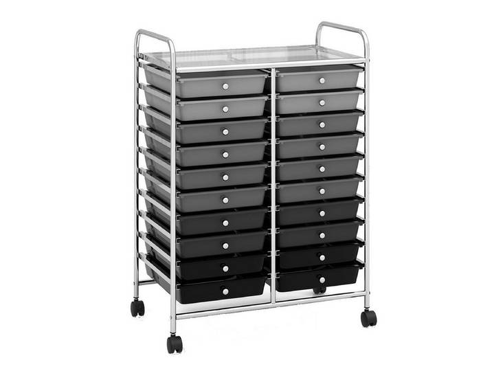 COSTWAY Rollwagen mit 20 stapelbaren Schubladen & Metallrahmen, 63x39x88cm