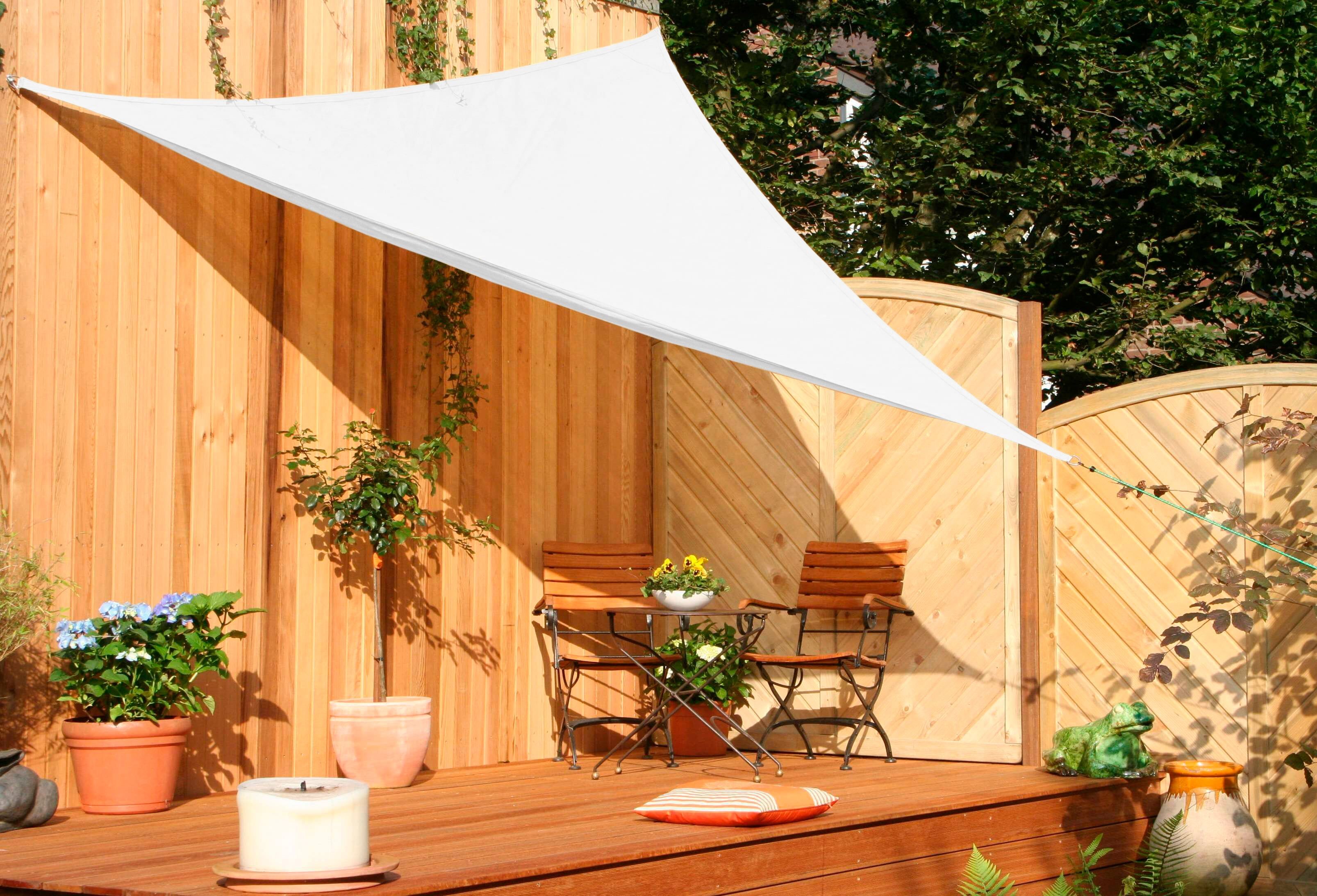 Sonnensegel FLORACORD "Dreieck", beige (cremefarben), B:300cm T:300cm, HDPE (High Density Polyethylen), Sonnensegel, Sonnensegel, B: 300 cm, cremeweiß