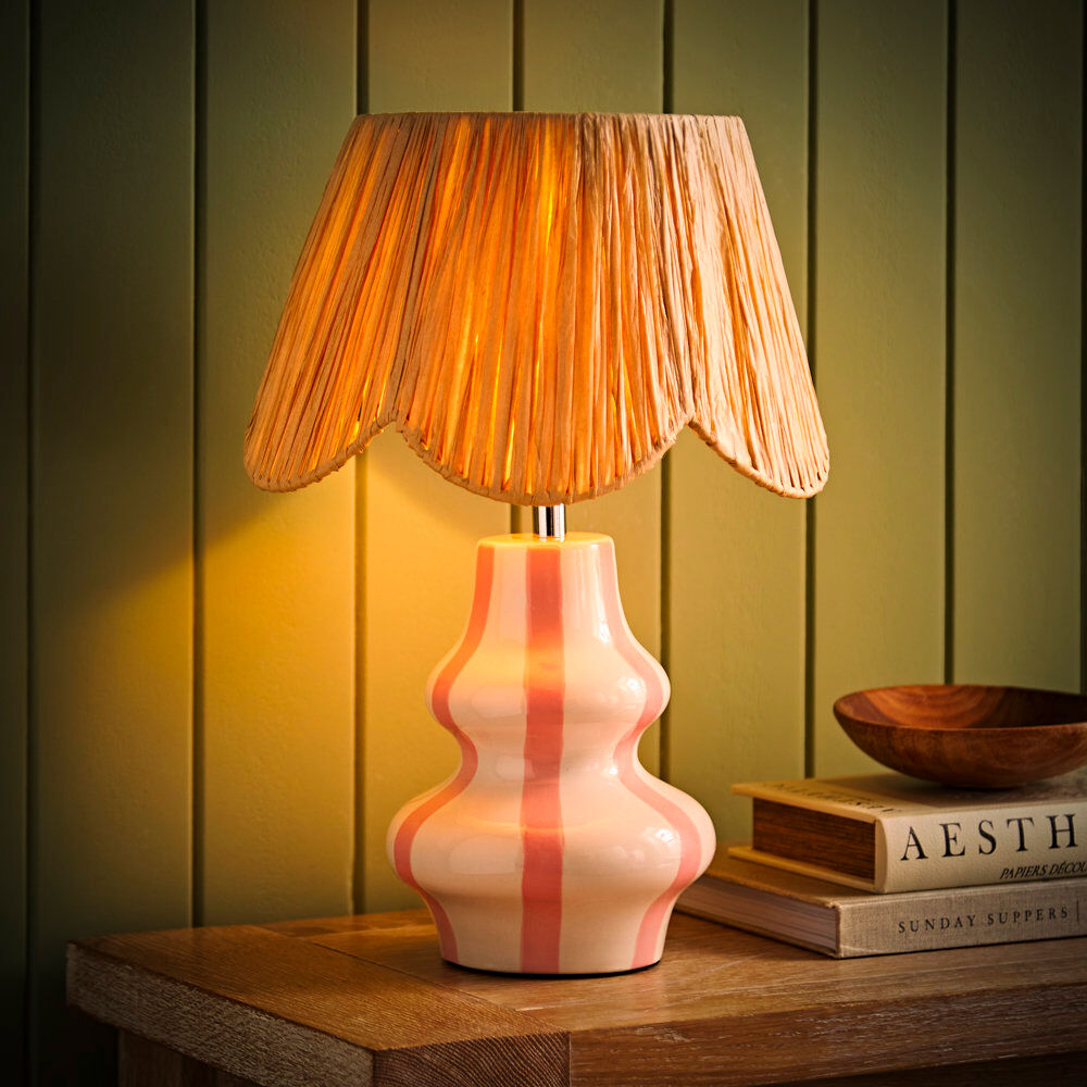 Heritage Hues Perrie Ceramic Table Lamp White;Pink 40.5cm H X 31cm W X 31cm D