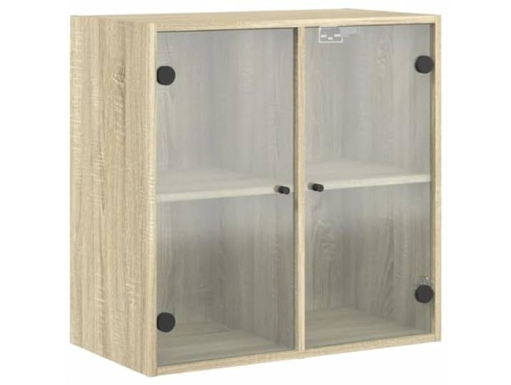 RJPLMFV Wandschrank aus Holz mit Glastüren Dub Sonoma Geräumige Fächer, praktische Glastüren, Wandbefestigung, organisierte Aufbewahrung, Feuchtigkeitsbeständigkeit, Design