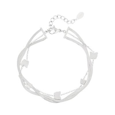 Charm-Armband ADELIA´S "Armband Charmarmband mit Schmetterlingsanhängern, 16 cm", gold (silberfarben), Armbänder, Damen, yehwang_16, Edelstahl, Charm-Armband, trendig mit mehreren Schmetterlingsanhängern
