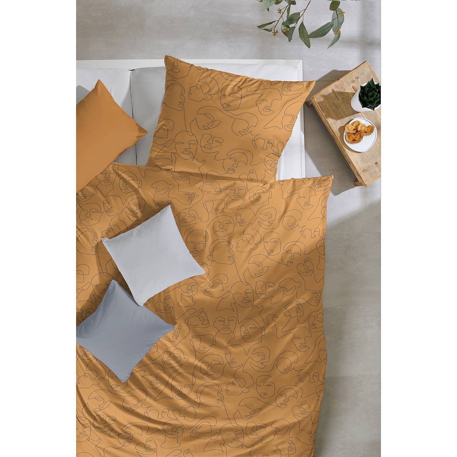 Bevertien Incognito beddengoed set met dekbedovertrek en kussensloop, geel, B/D: 135 x 200 cm en 80 x 80 cm