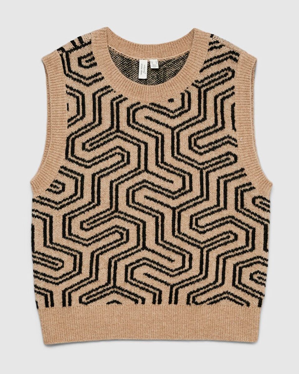 VERO MODA Pull sans manches imprimé léopard