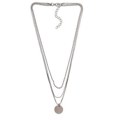 Kette mit Anhänger FIRETTI "Schmuck Geschenk Layering Kette mit kreisförmigen Anhänger", grau (metallfarben), Halsketten, Damen, Metall, L: 45