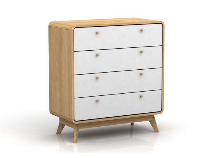 Commode avec 4 tiroirs en effet chêne blanc