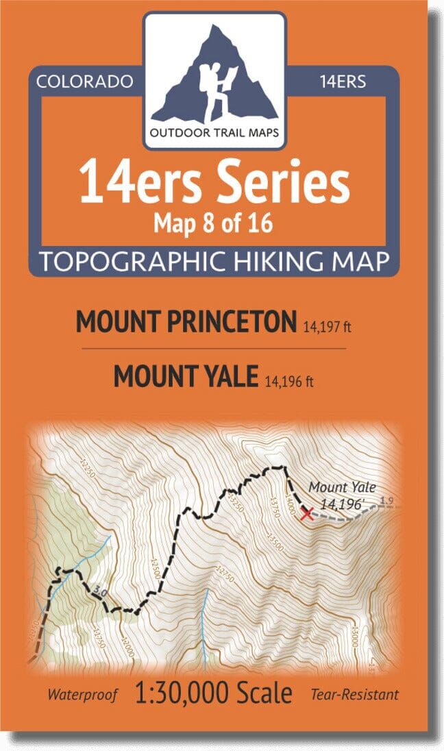 Colorado 14ers Map Series 8 of 16 - Princeton   Yale   Outdoor Trail Maps LLC