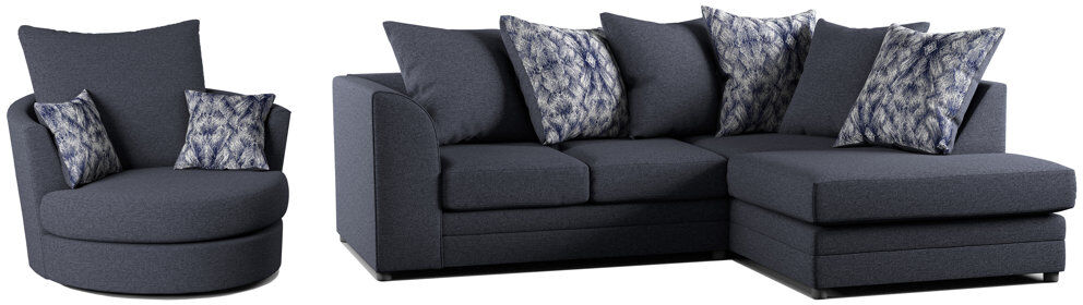Ebern Designs Missy Corner Sofa 2 - Piece Living Room Set Navy 2