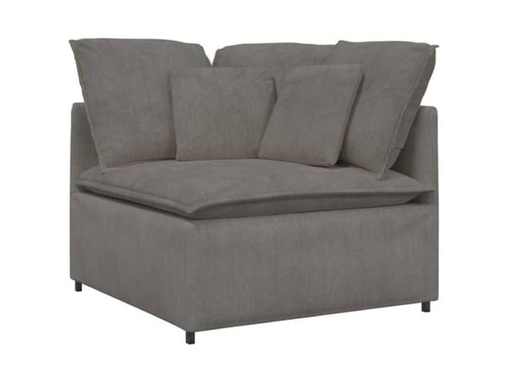 KTHLBRH Modulares Sofa hellgrau 200 cm mit Kissen Metallrahmen, gerippter Samt, 2 Ecken, 6 große Kissen, 4 kleine Kissen