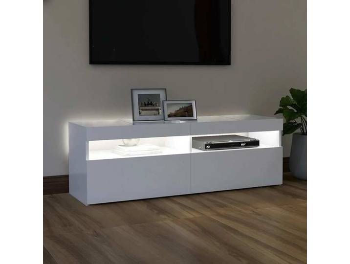 Meuble TV - Table TV - avec éclairage LED - blanc - 120x35x40 cm M3874