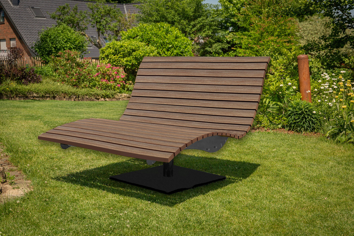 Waldsofa Swing mit Auflage und Kissen, WPC-Latten, 360° drehbar