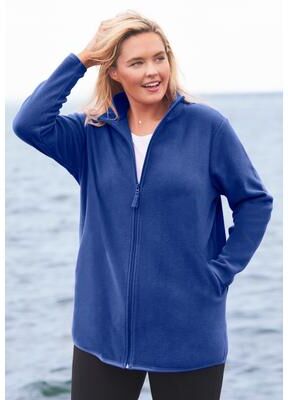 Women's Zip-Front Microfleece Jacket by Woman Within in Ultra Blue (Size S)