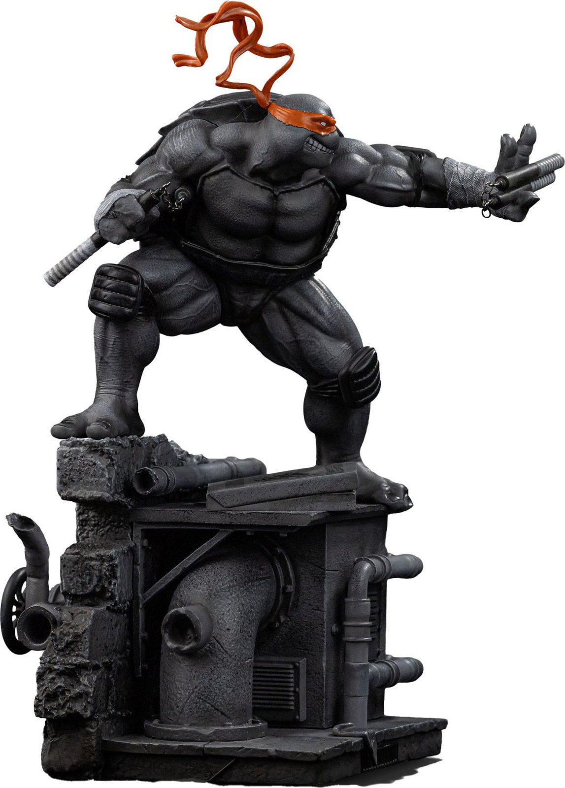 Iron Studios TMNT BDS Michelangelo beeldje, zwart-wit variant, 1/10 schaal