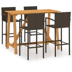 Helloshop26 - 5-teiliges Garten-Bar-Set Braun 02_0013411