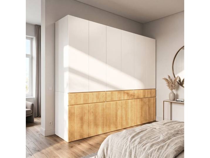 Armoire - ZEVKOR - 270 x 50 x 202 cm - 12 portes battantes - 3 tiroirs - 3 tringles