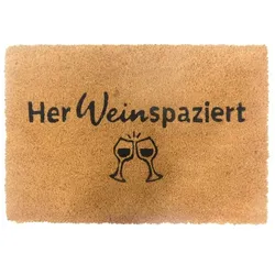 Relaxdays Kokos Fußmatte mit Spruch 60x40 cm Weiß,Hellbraun,Schwarz