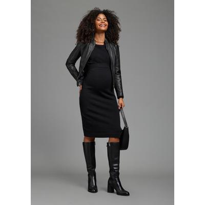 Umstandskleid NEUN MONATE "Strickkleid für Schwangerschaft und Stillzeit", Damen, Gr. 44, N-Gr, schwarz, Feinstrick, Obermaterial: 50% Viskose, 28% Polyester, 22% Polyamid, meliert, unifarben, Basic, figurumspielend kniefrei, Rundhals, Raglanärmel,...
