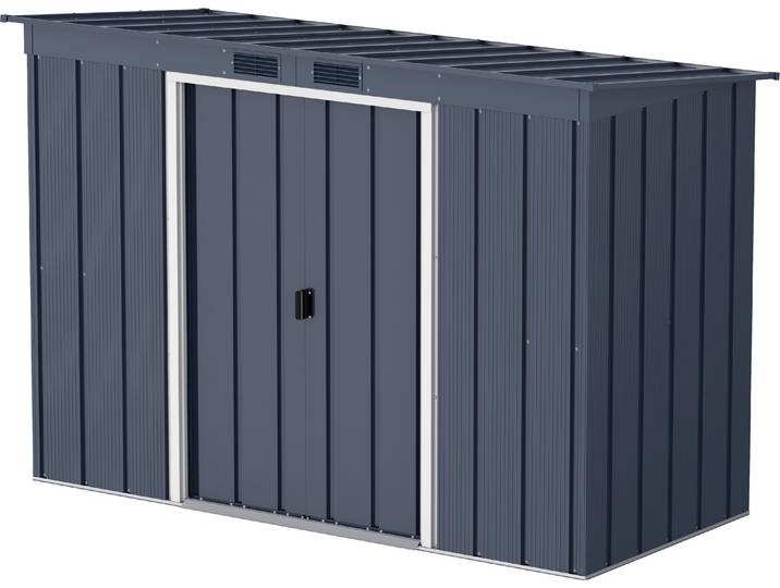 Gartenhaus VCM Metall Gerätehaus 263x113 Gartenhaus Schiebetür , schwarz (anthrazit), Gartenhäuser, Gartenhaus