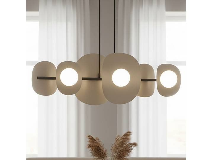 Suspension Elementi 87 x 120 x 23cm Beige/Beige 6 Verre opale, acier G9
